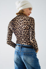 Leopard Print Spandex Body With Long Sleeve