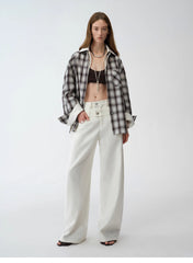 Old Money Style Linen Cut Scimitar Pants"Weiss Love Letter"