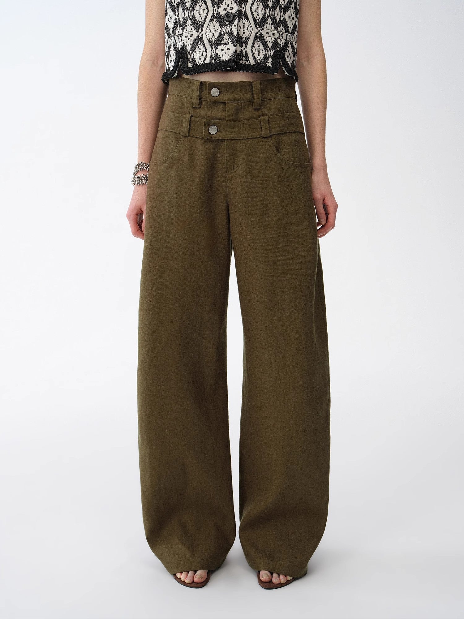 Old Money Style Linen Cut Scimitar Pants"Weiss Love Letter"