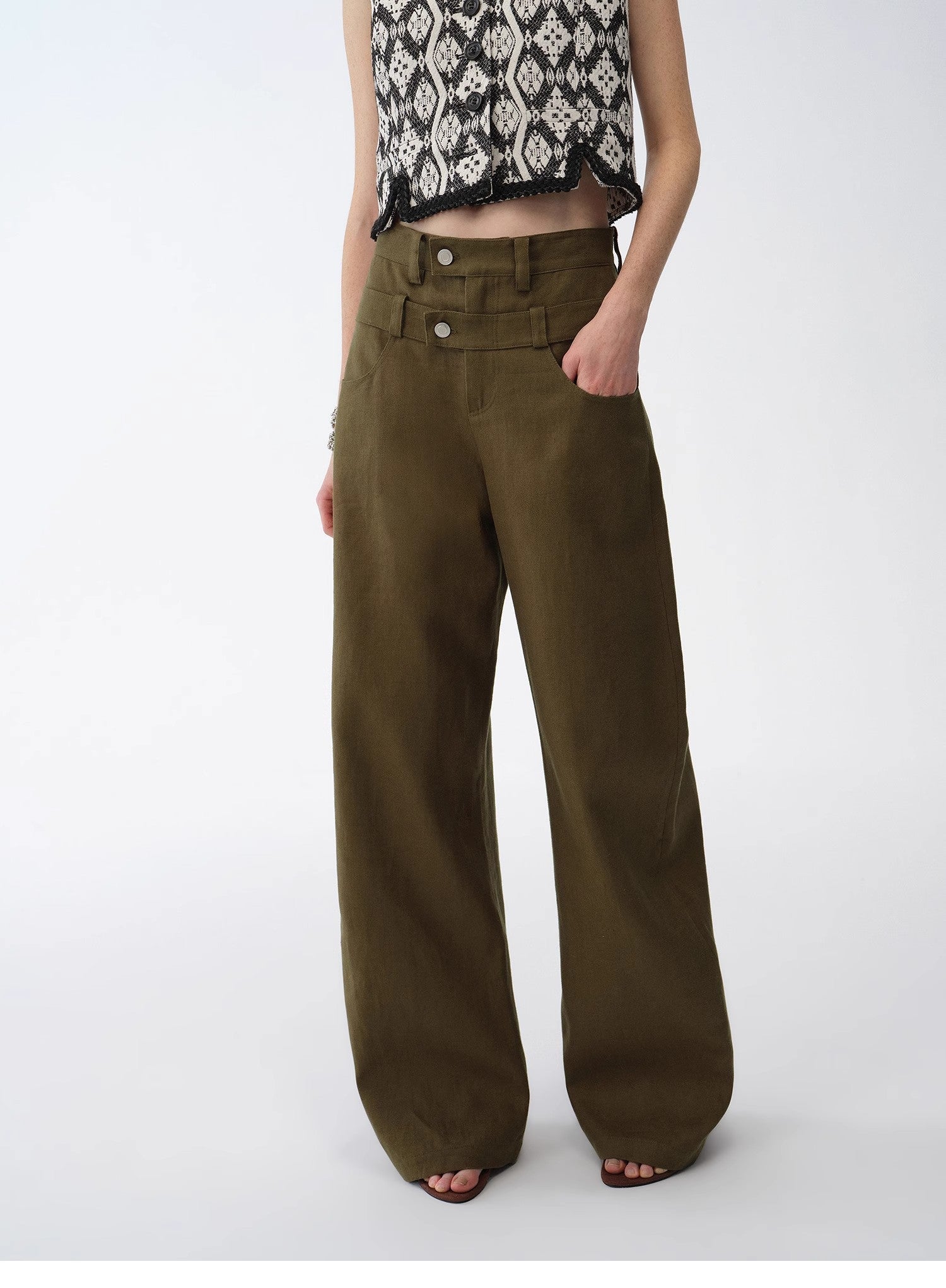 Old Money Style Linen Cut Scimitar Pants"Weiss Love Letter"