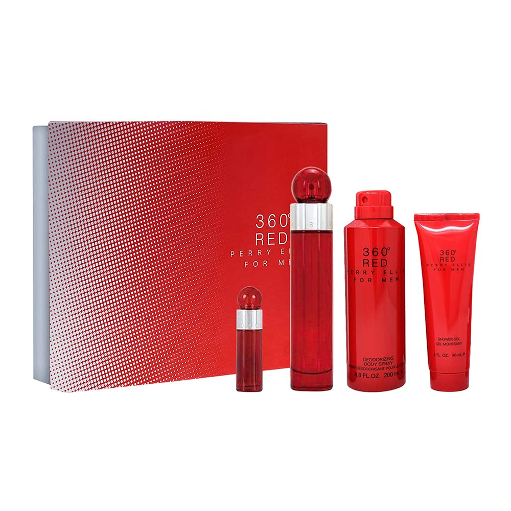 Perry Ellis 360 Red 4 Piece Gift Set for Men 3.4oz