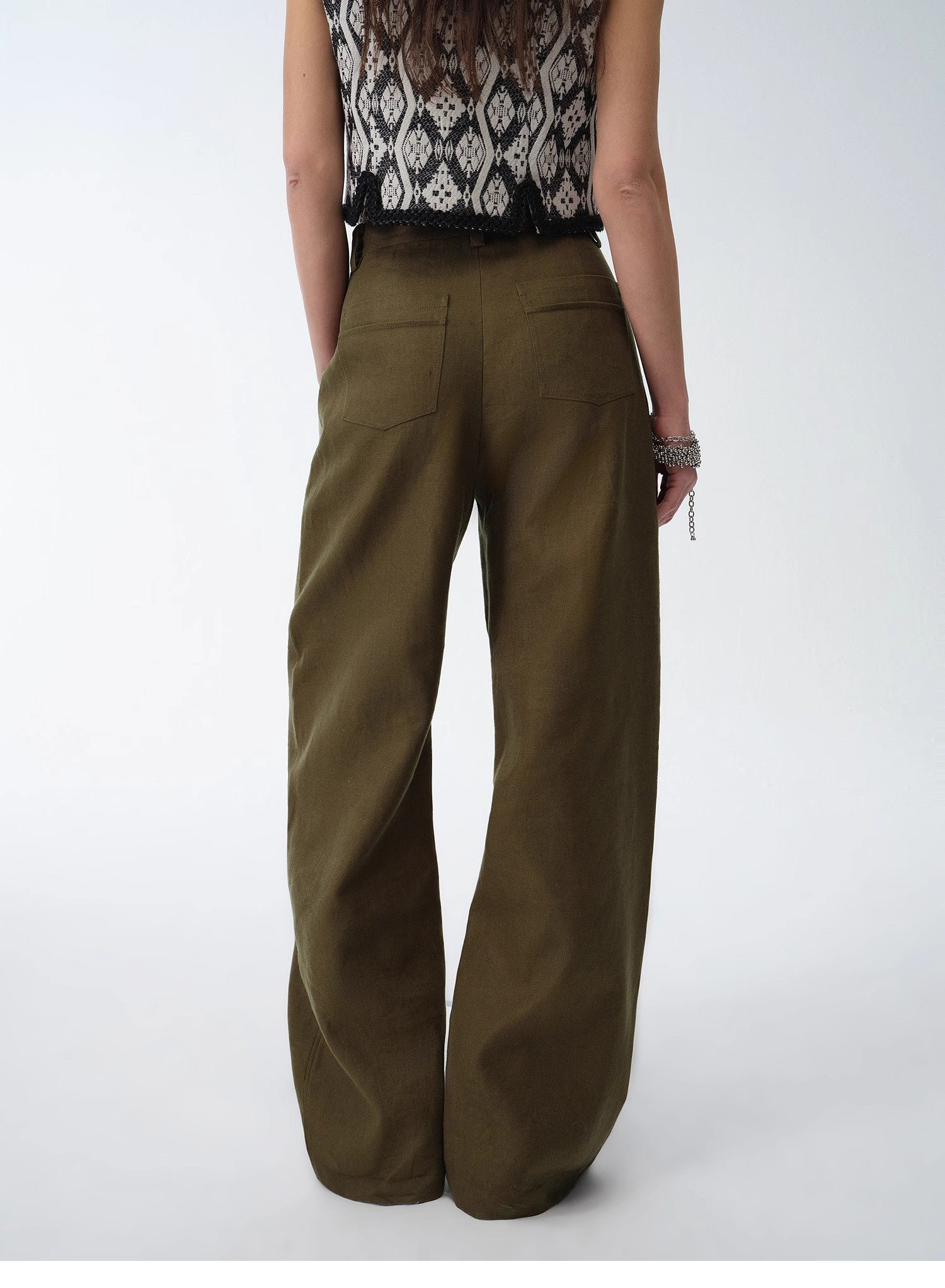 Old Money Style Linen Cut Scimitar Pants"Weiss Love Letter"