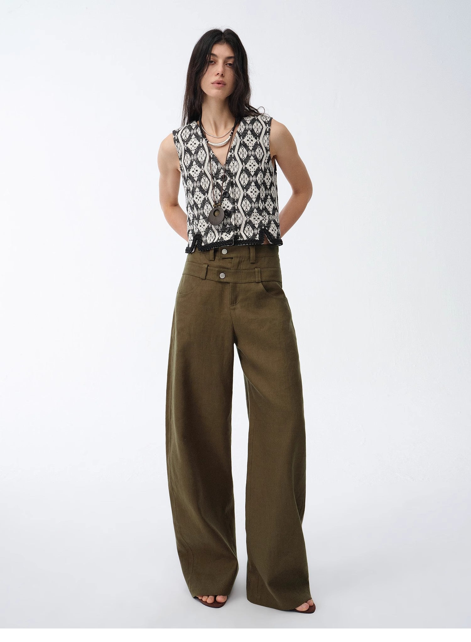 Old Money Style Linen Cut Scimitar Pants"Weiss Love Letter"
