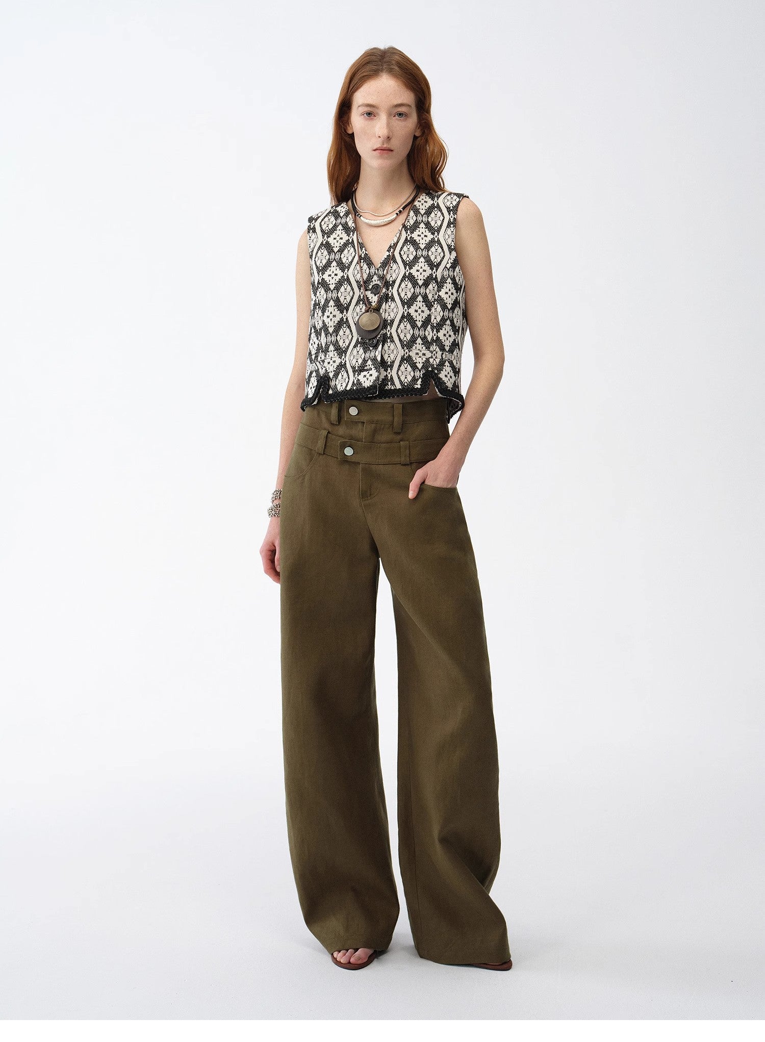 Old Money Style Linen Cut Scimitar Pants"Weiss Love Letter"